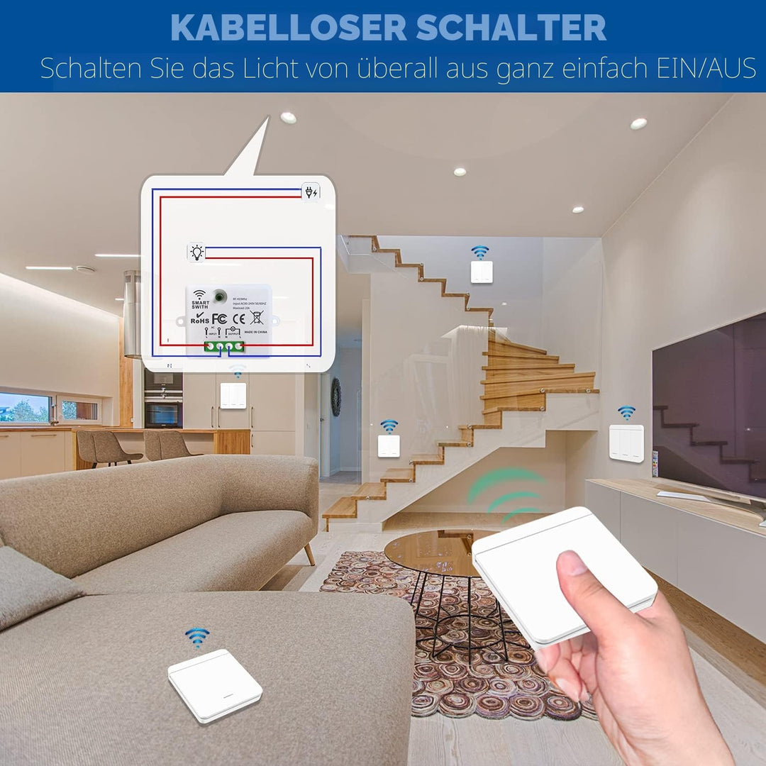 DieseRC Funk-Lichtschalter, Funk-Sender-Sicherheitsschalter und Empfänger-Controller 10A, einfache I
