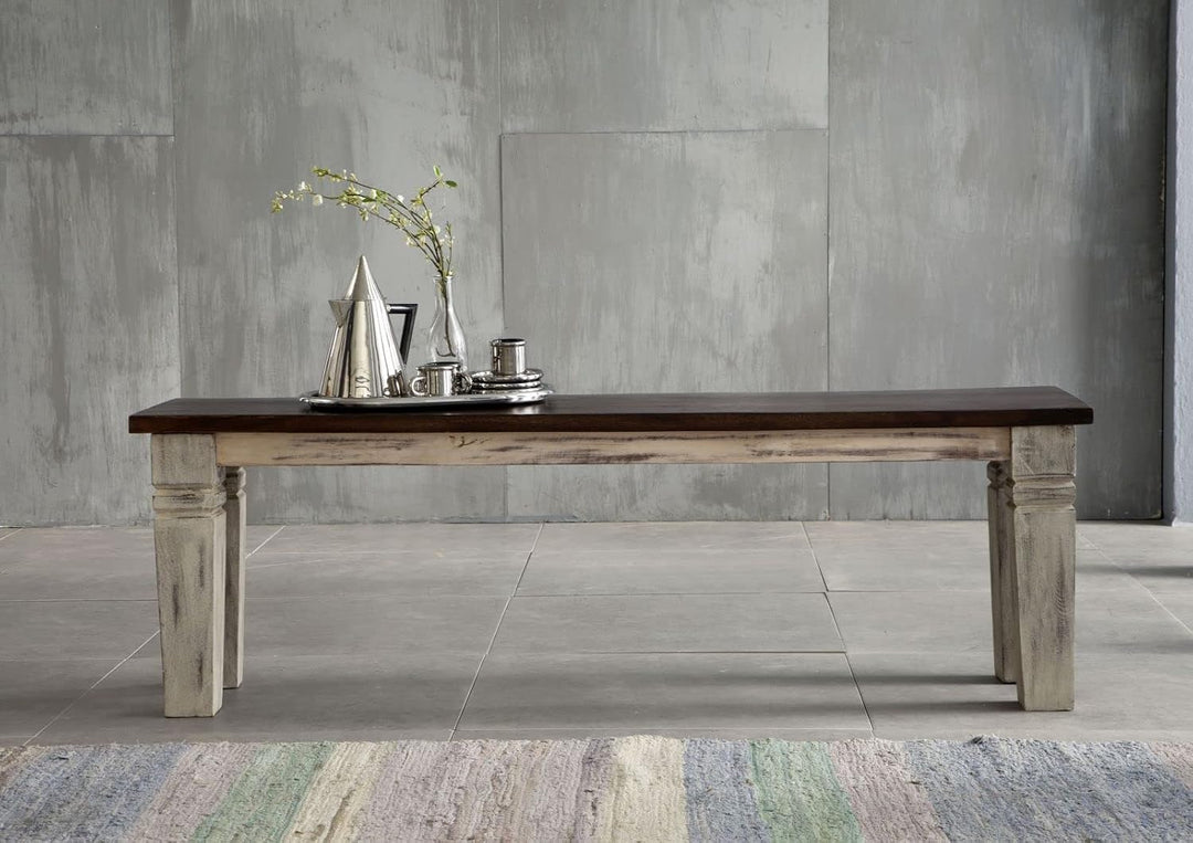 Massivmoebel24.de Kolonial Mango massiv Möbel Massivholz Bank 140x35 Akazie Kolonialstil Massivmöbel
