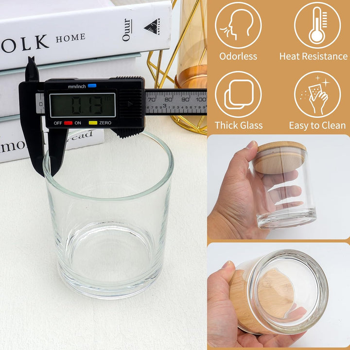 8 Pace Milchglas-Kerzengläser mit Bambusdeckel, leere Gläser (315 ml) für die Herstellung von Kerzen