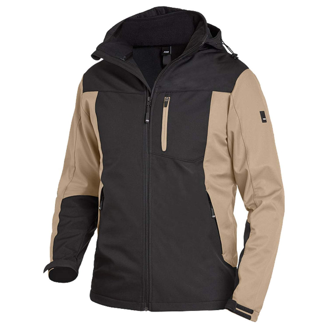 FHB Arbeit Softshelljacke "Jannik", 1 Stück, XL, beige/schwarz, 79105-1320-XL XL Beige / Schwarz, XL