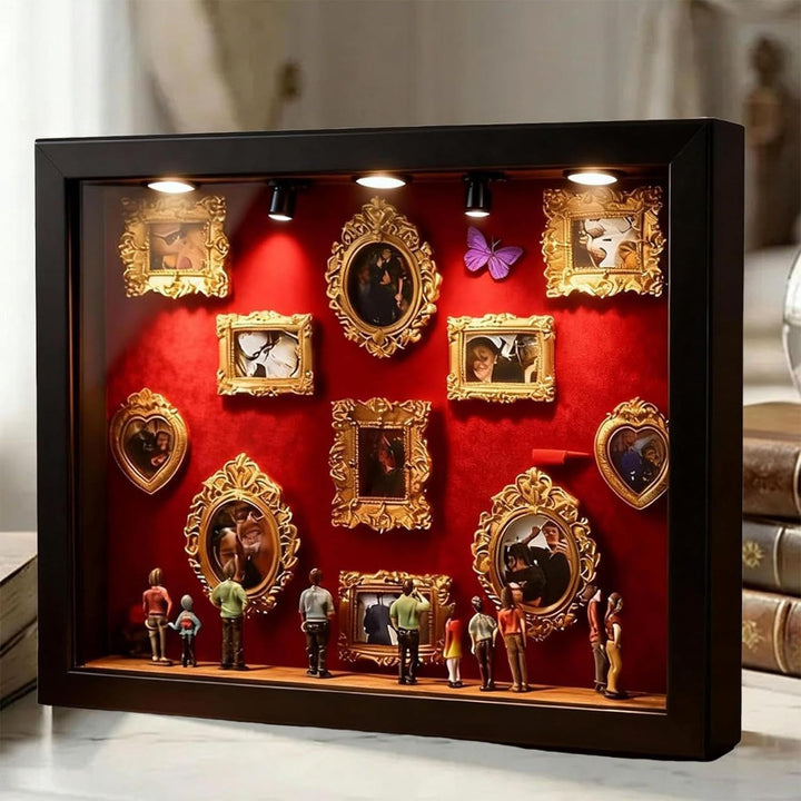 DIY Mini Museums Silhouette Box - Mini Museumsrahmen Mit Beleuchtung, Retro-Goldrahmen &amp; Figuren, Si