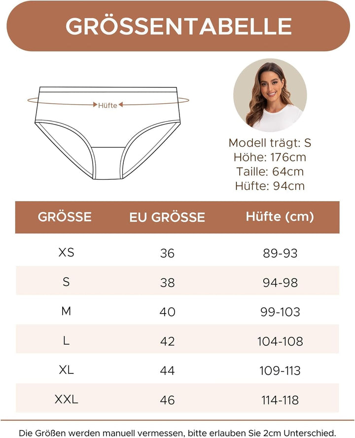 INNERSY Unterhosen Damen Baumwolle Atmungsaktive Hipster Unterwäsche Basic Bequem Panties 6er Pack X