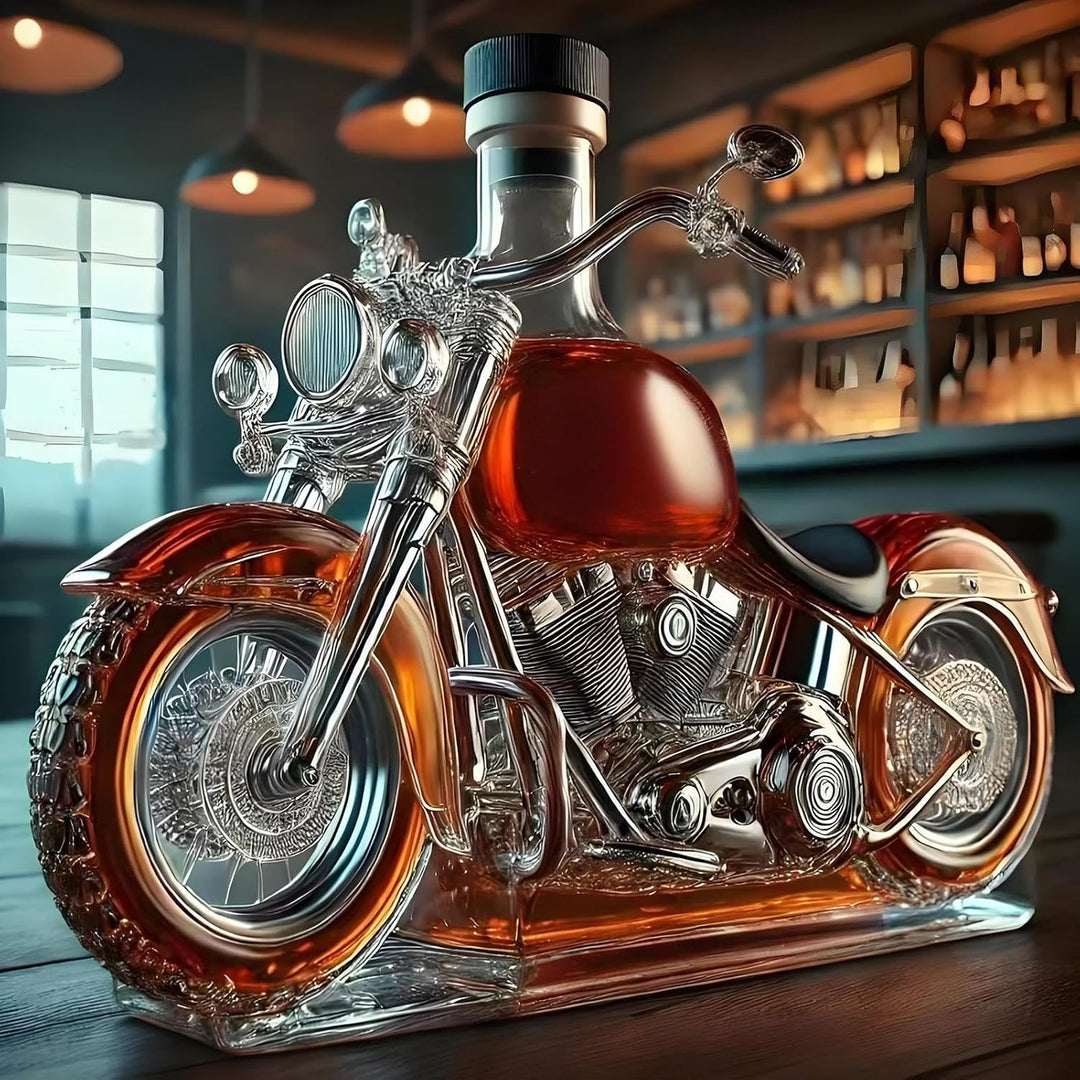 Weinflaschen Aus Glas Im Motorrad-Stil Mit Korken – 3D-Whisky-Dekanter Aus Glas Im Motorrad-Stil, Vi