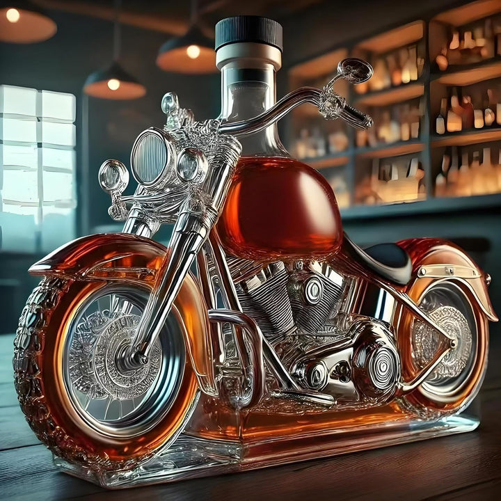 Weinflaschen Aus Glas Im Motorrad-Stil Mit Korken – 3D-Whisky-Dekanter Aus Glas Im Motorrad-Stil, Vi