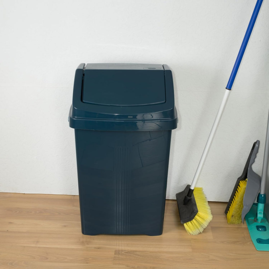Mülleimer Schwingdeckel Anthrazit 50L Mülltrennung Abfalleimer Deckel Büro Anthrazit 50 Liter, Anthr