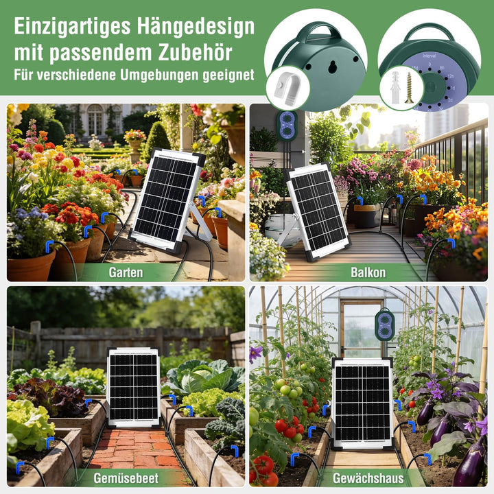 Solar Bewässerungssystem für 30 Topfpflanzen mit 35M Tropfschlauch | Automatische Bewässerung, Auto