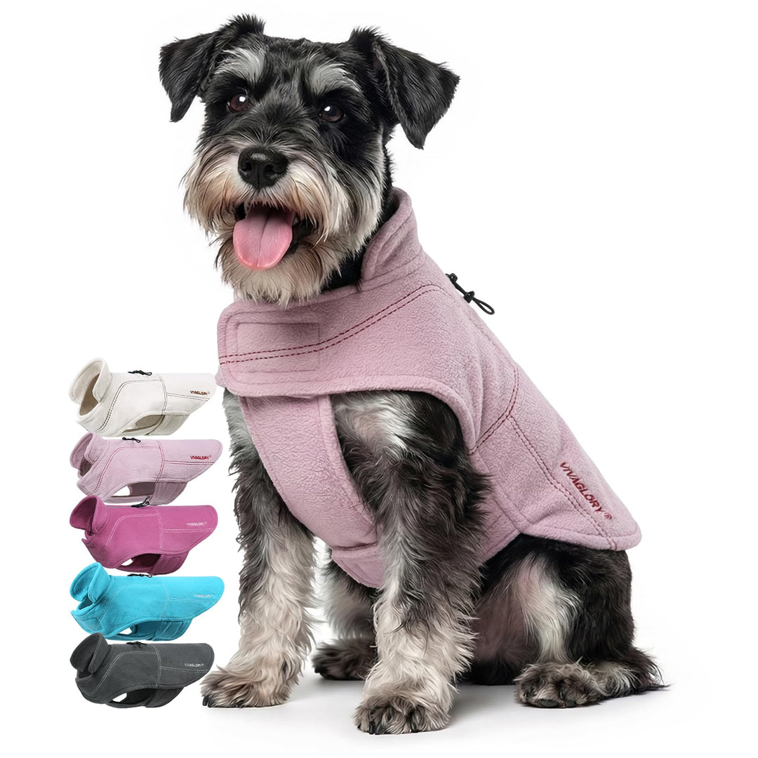 VIVAGLORY Wintermantel Hund Softpad Fleecejacke Hundemantel, XS, Rosa XS(Brust: 37-44cm, Hals: ~25cm