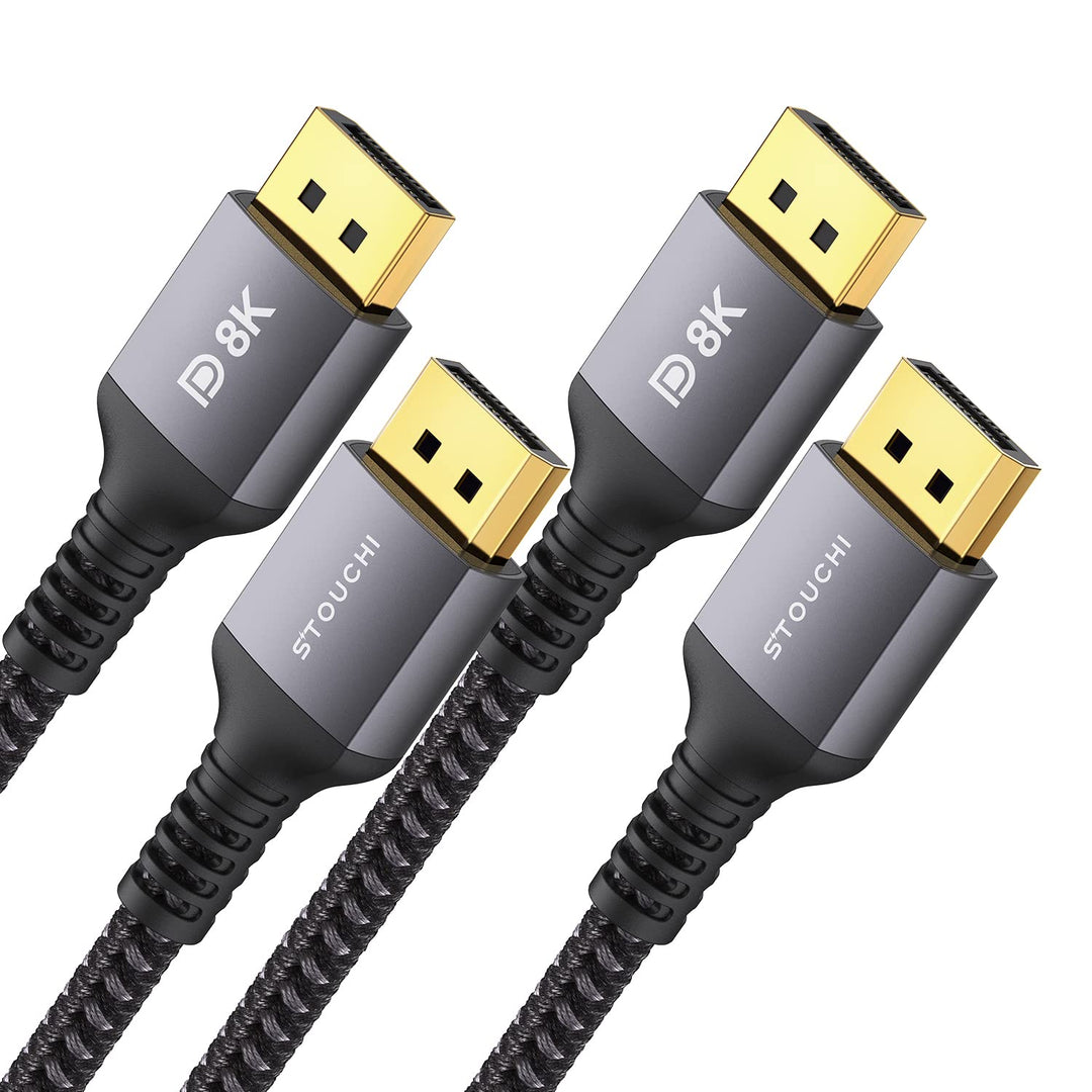 Stouchi [2Pack] DisplayPort Kabel 1.4 240Hz 1.2M/4FT DP1.4 Unterstützung 8K@60Hz 4K@60Hz/ 144Hz/120H