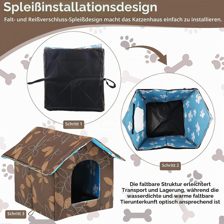 Katzenhaus Für Draussen Winterfest: 40x 38 x 35cm Katzenhaus Outdoor Wasserdichtes mit Abnehmbarem K