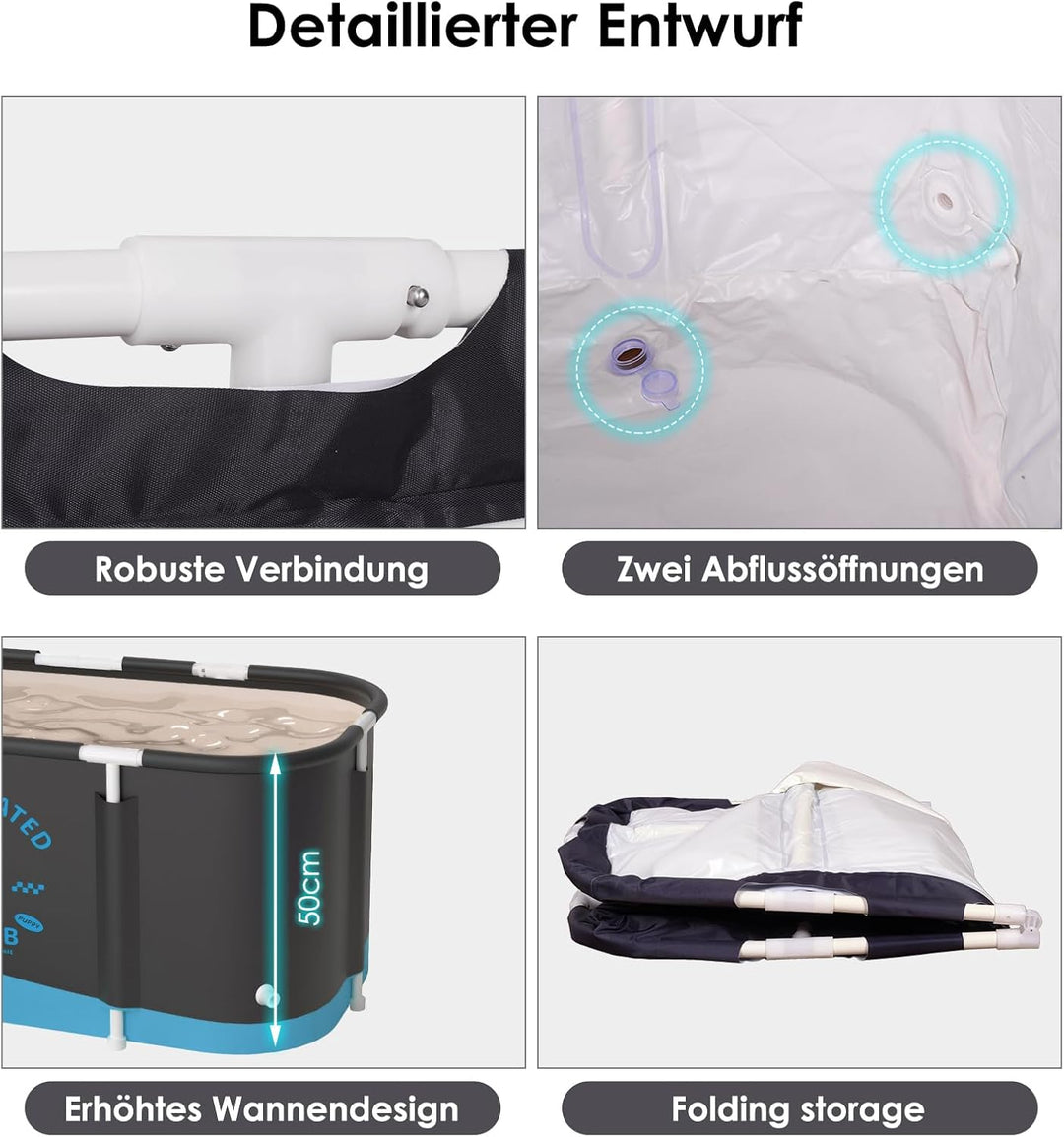 Badewanne Zusammenklappbare Badewanne Ideale Familienbadewanne Gartenpool für Kinder Leicht zu monti