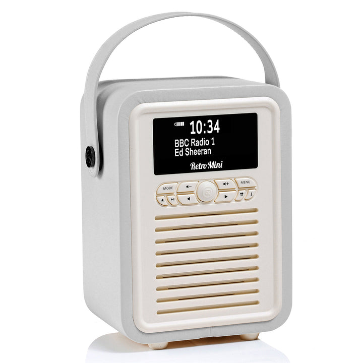 VQ Retro Mini DAB/DAB+ Digital- und FM-Radio mit Bluetooth und Weckfunktion - Hellgrau
