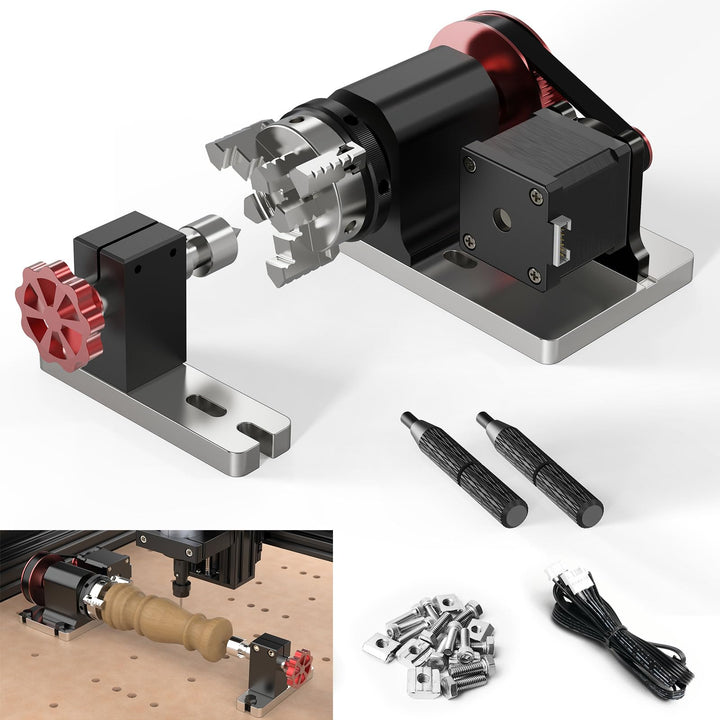 Twotrees TTC 450 CNC Drehachse, 4-60mm Chuck, Vierte Achse 360° Rotary Kit passend für TTC450 und di