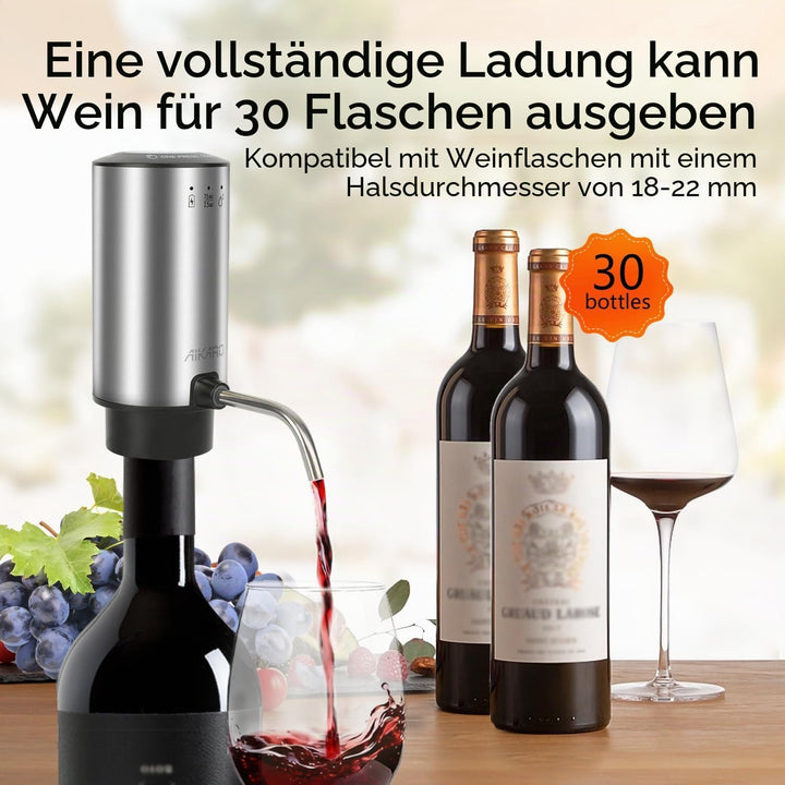 AIKARO - Elektrischer Weinbelüfter Ausgiesser, wiederaufladbar, automatischer elektronischer Dekante