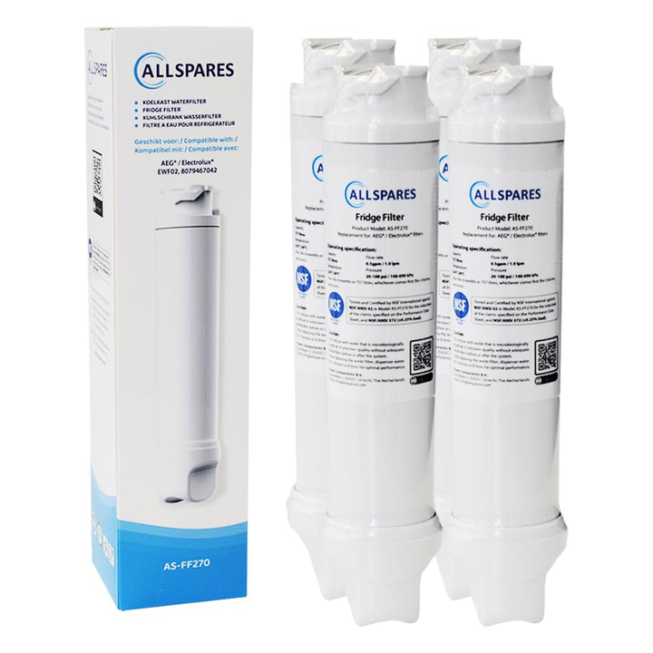 AllSpares Wasserfilter für Kühlschrank geeignet für AEG-Electrolux EWF02 / 8079467042 (4 Stück), 4 S