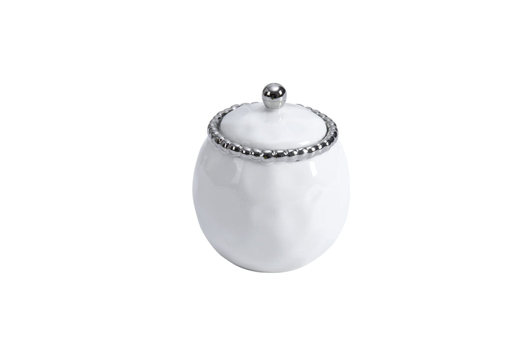 Pampa Bay Salerno Zuckerdose mit Deckel Klassisches Weiss, Weiss / Silberfarben