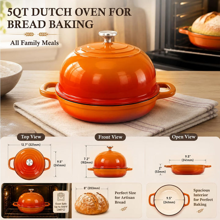 Gusseisen Topf Brot Backen, Schmortopf Gusseisen Topf mit Deckel MBG-Orange, MBG-Orange
