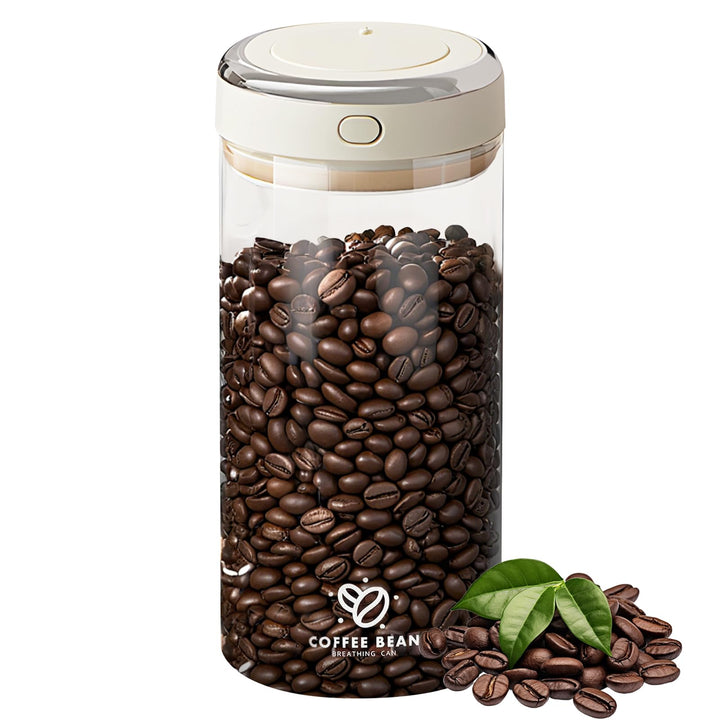 Kaffeedose Luftdicht 1700ml, Vakuum Kaffeedose aus Borosilikatglas mit CO₂-Auslassventil und Datumsa