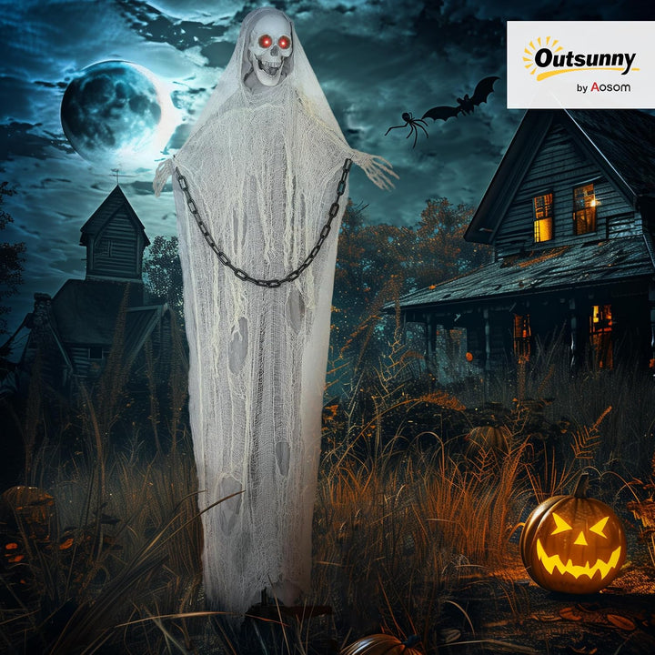 Outsunny Halloween Deko Sensenmann Outdoor 183cm Animiert Sprechende