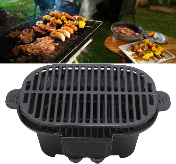 SENECESLI Hibachi Grill, Tragbarer Holzkohlegrill, Gusseisen, Japanischer Yakitori-Stil, für Camping