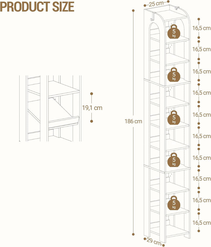 Hzuaneri Vertikales Schuhregal, 11 Ebenen Schmale Schuhregale, Holz-Schuh-Organizer für Schrank, Ein