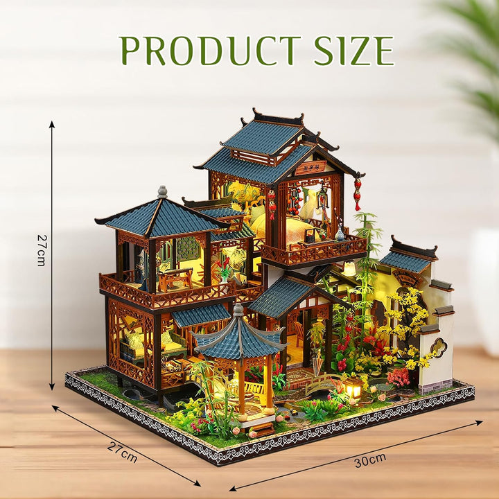 Cuteefun DIY Miniatur Puppenhaus Kit mit LED Licht -Blumengarten | Kreatives Handwerk &amp; Wohndekorati