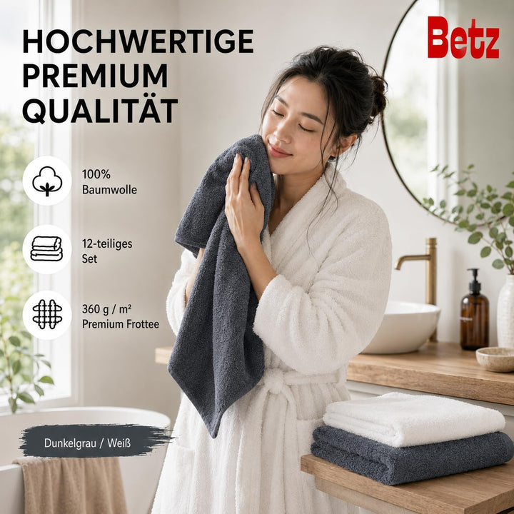 Betz 12 TLG. Handtuch Set Berlin 100% Baumwolle 2 Liegetücher 4 Handtücher 2 Gästetücher 2 Seiflappe