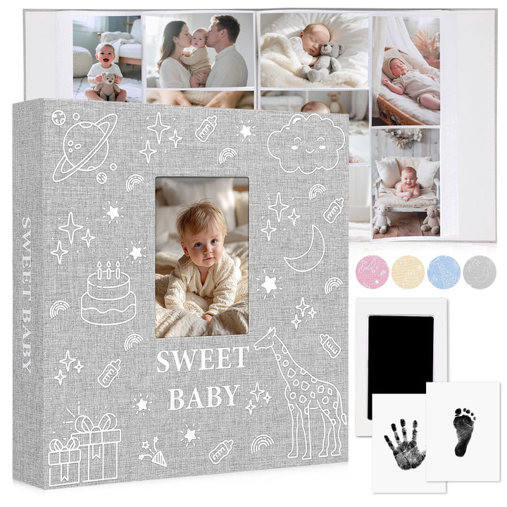Baby-Fotoalbum 10x15 600 Taschen Einsteck-Erinnerungsbuch Grau 600 Fotos, Grau 600 Fotos