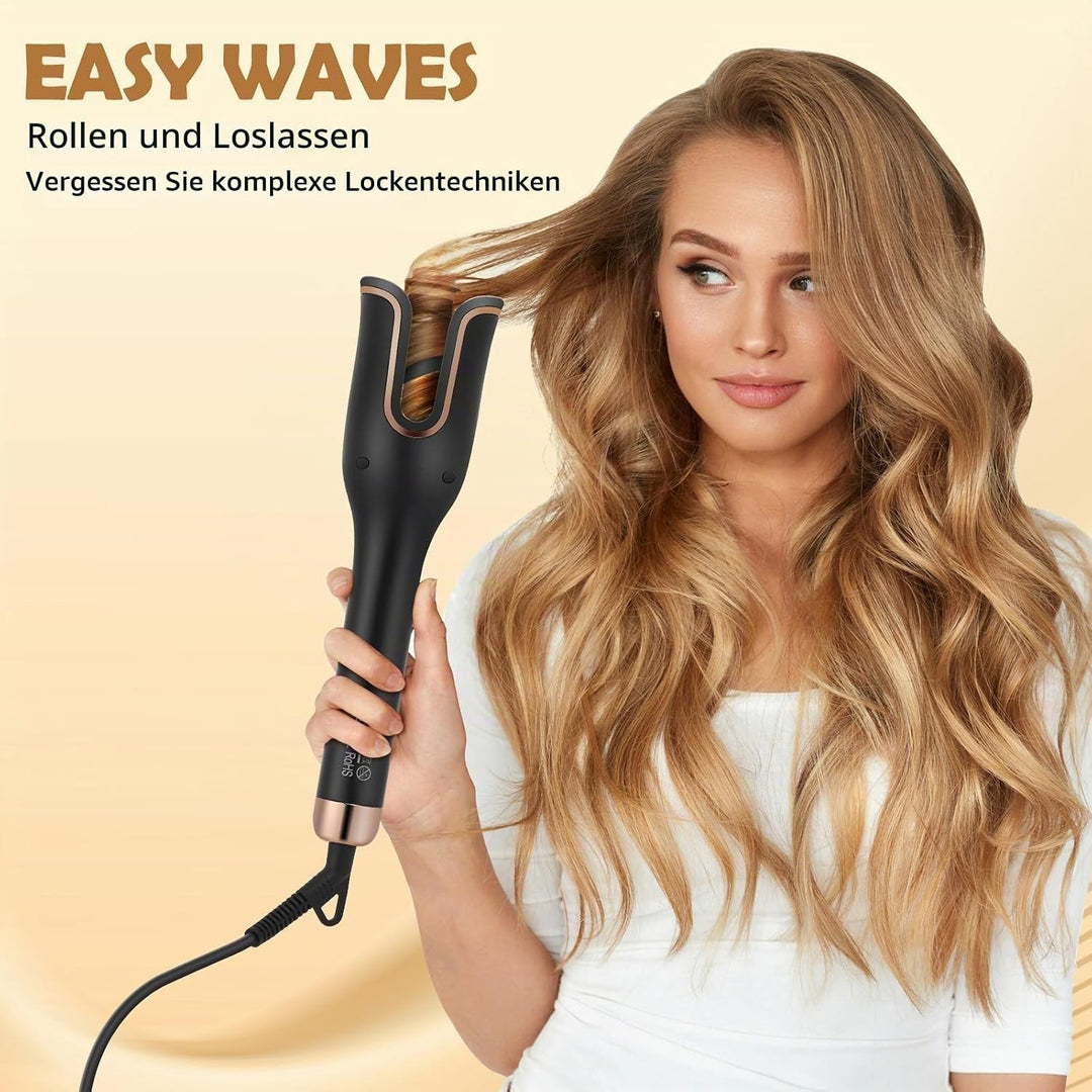 Automatischer Lockenstab für grosse Locken, Rotierender Lockenstab mit 4 Einstellbaren Temperaturstu