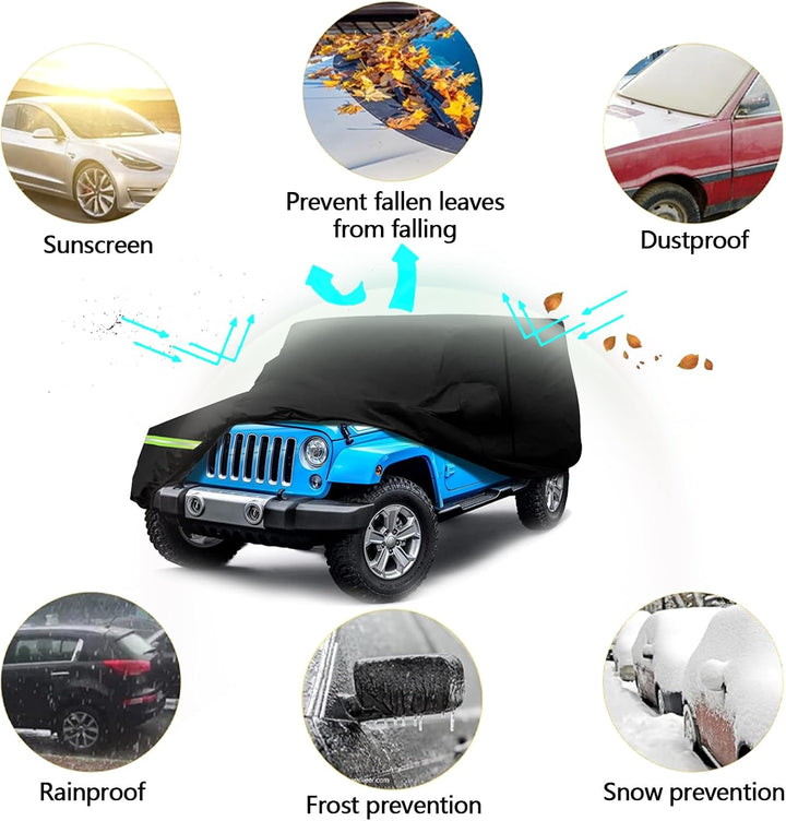 Autoabdeckung, wasserdichte Autoabdeckung für Jeep Wrangler 2 Tür Anti UV Outdoor Indoor Auto Abdeck