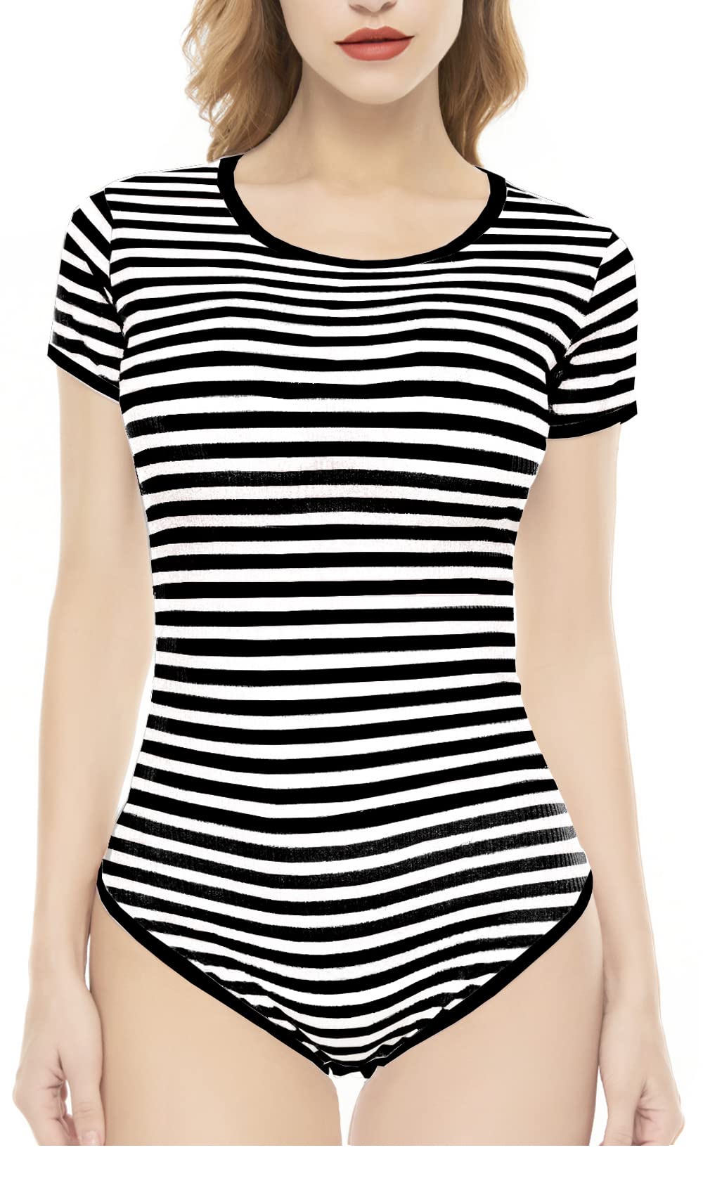 CutiePlusU Baumwolle Knopf im Schritt Bodysuit Onesie Pyjamas Strampler Classics Stripe XS Schwarz,