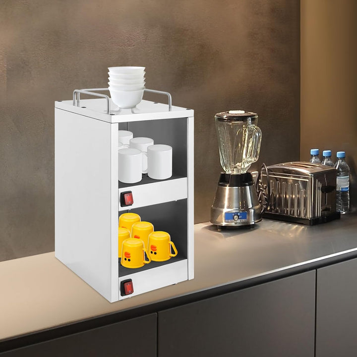 Edelstahl Gastro Tellerwärmer Tassenwärmer 2 Fächer Wärmeschrank Konstante Wärme Schrank 75℃ Geschir