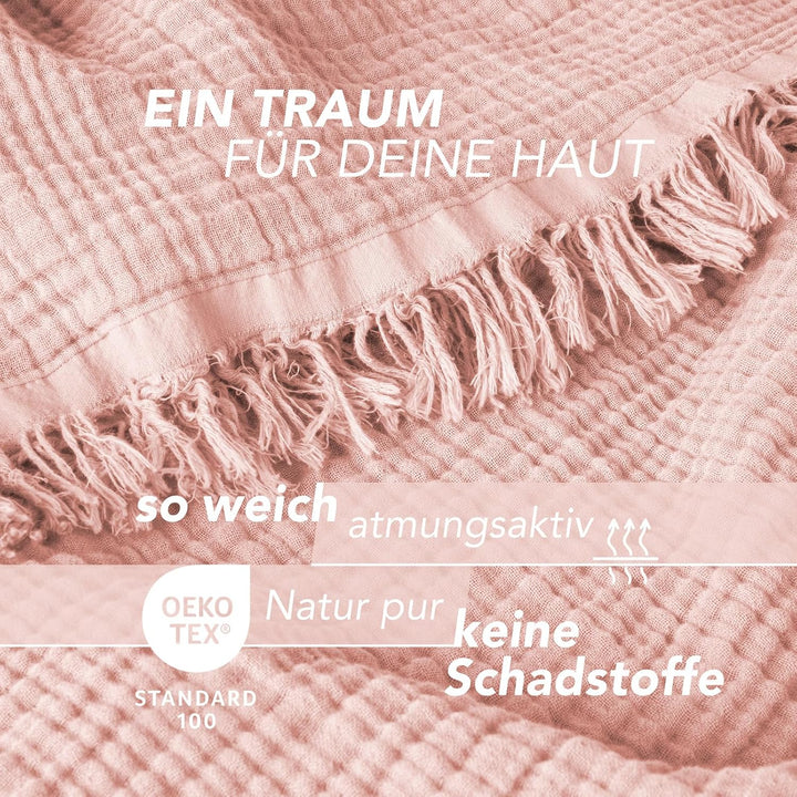 Pure Label 2er Set Musselin Decke 150x200 Rosa aus Baumwolle Rosa 2er Set 150x200 cm, Rosa 2er Set 1