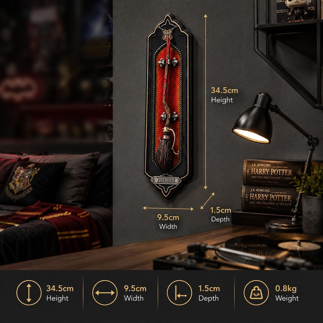 Nemesis Now Offiziell Lizenziertes Harry Potter Firebolt Wandschild, 34,5 cm, Schwarz, Kunststoff, 3