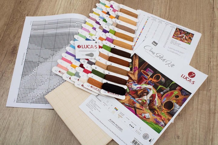 Lucas Kreuzstich-Set, Motiv: Welpe Picasso, B2415