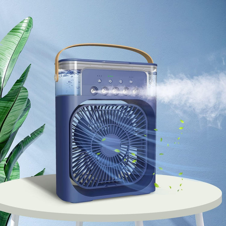Ventilator USB Mini Tisch-Klimaanlage mit Wasserzerstäuber, Duftdiffusor,Luftbefeuchter Timer automa