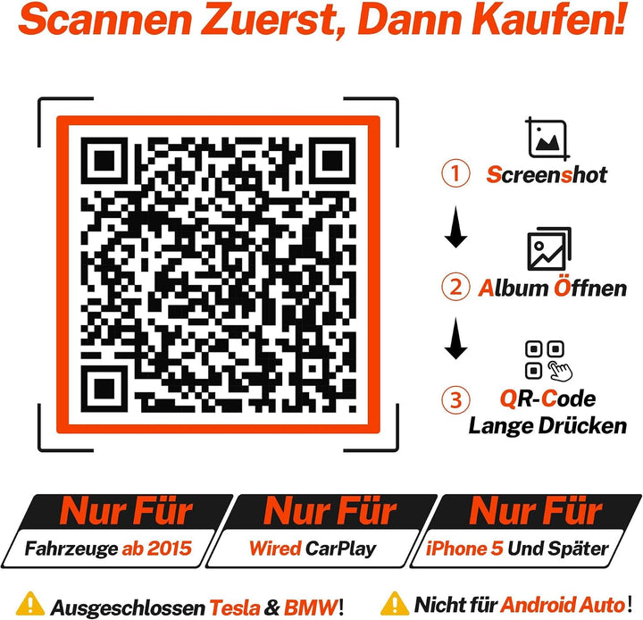 für Apple Carplay Wireless Adapter, Autoverbindung, Keine Latenz, Plug&amp;Play, Wireless Carplay Adapte