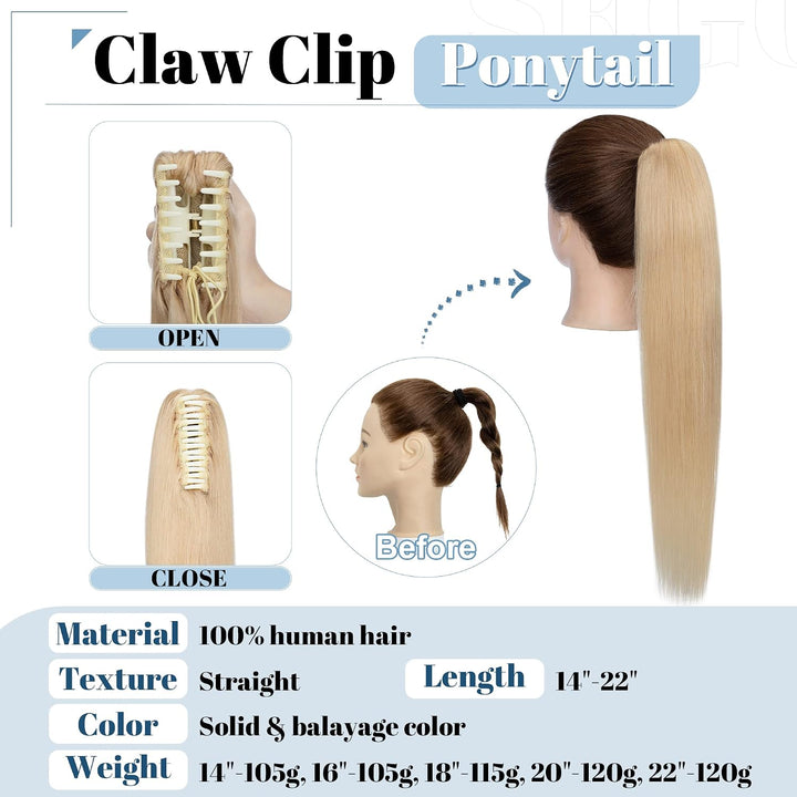 SEGO Ponytail Extension Echthaar Pferdeschwanz Zopf Clip in Haarteil Haarverlängerung 100% Remy Haar