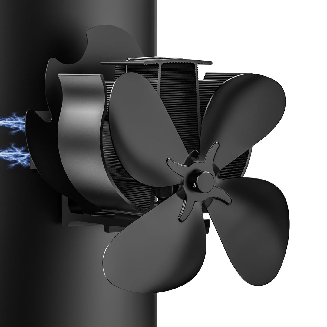 Kaminventilator 6 Flügel Ofenventilator Ohne Strom, Holzofenventilator Leiser Betrieb, Angetrieb The