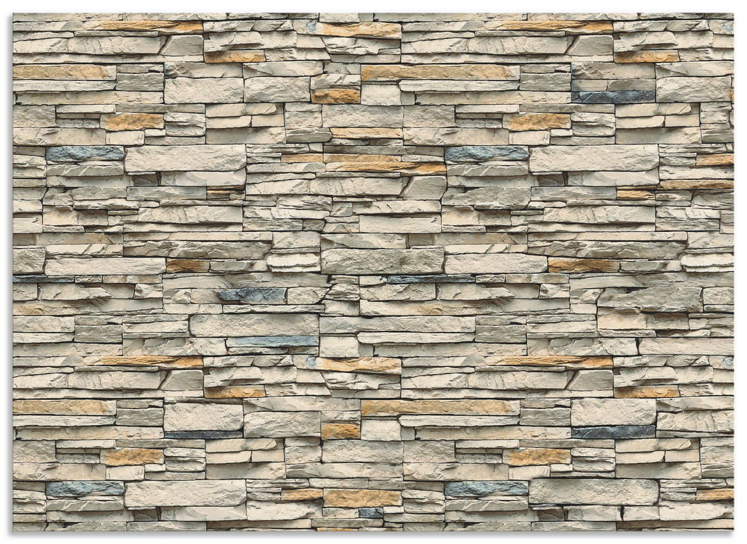 ARTland Spritzschutz Küche aus Alu für Herd Spüle 70x50 cm (BxH) Küchenrückwand mit Motiv Steinwand