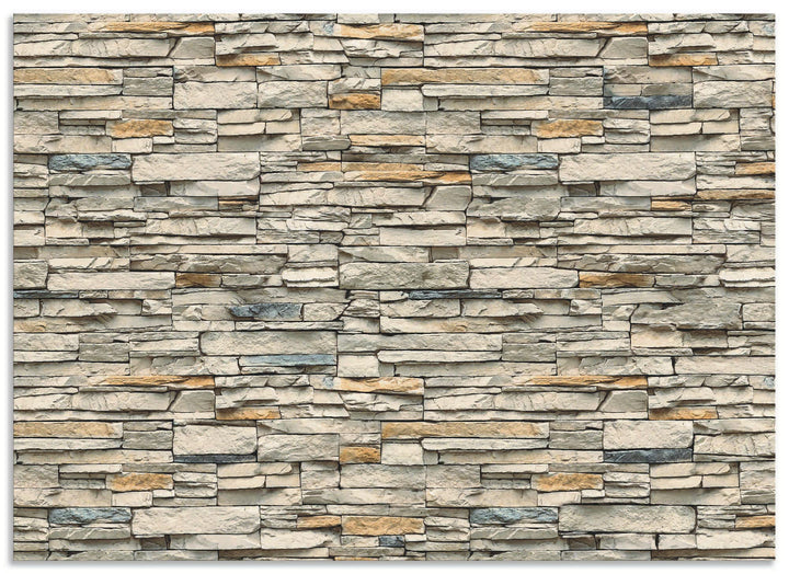 ARTland Spritzschutz Küche aus Alu für Herd Spüle 70x50 cm (BxH) Küchenrückwand mit Motiv Steinwand