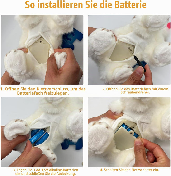 CU-MATE Elektronisch laufende Hunde, realistisches interaktives Welpenspielzeug, Gehen, Bellen, Schw