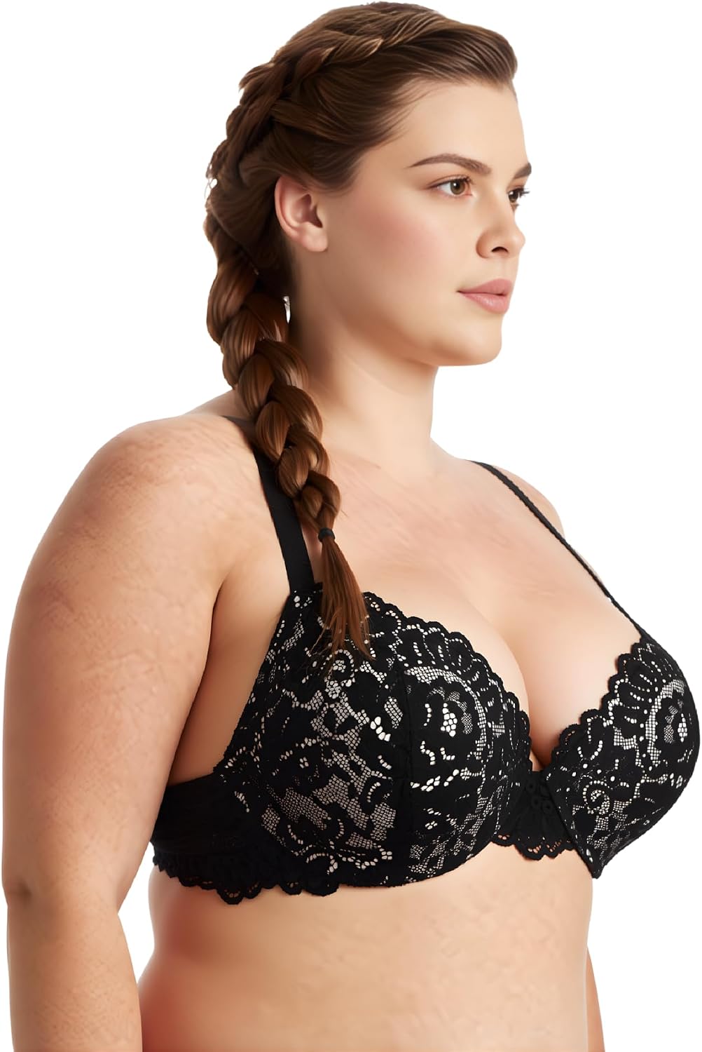 Curve Muse Damen Bügel Übergrössen +1,5 Tassen-BHS 100D Heisses Rosa,schwarz(2er Pack), 100D Heisses
