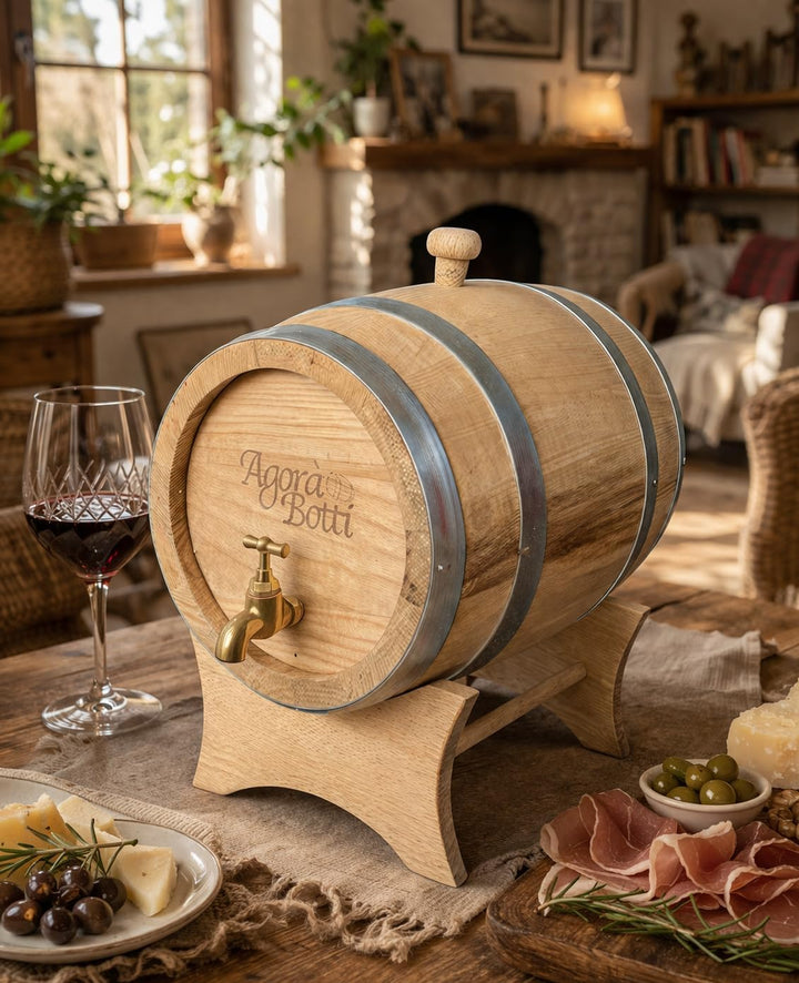 Kastanienholzfass mit Messingarmatur, Inhalt 5 Liter