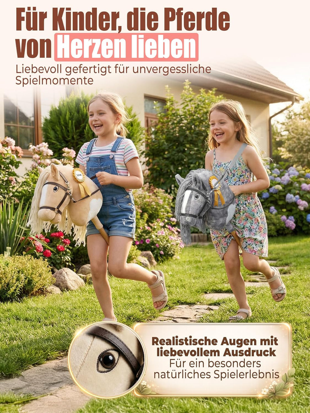 Hobby Horse Steckenpferd – Handgefertigtes Stockpferd für Kinder 4–12Jahre - Realistisches Hobby Hor
