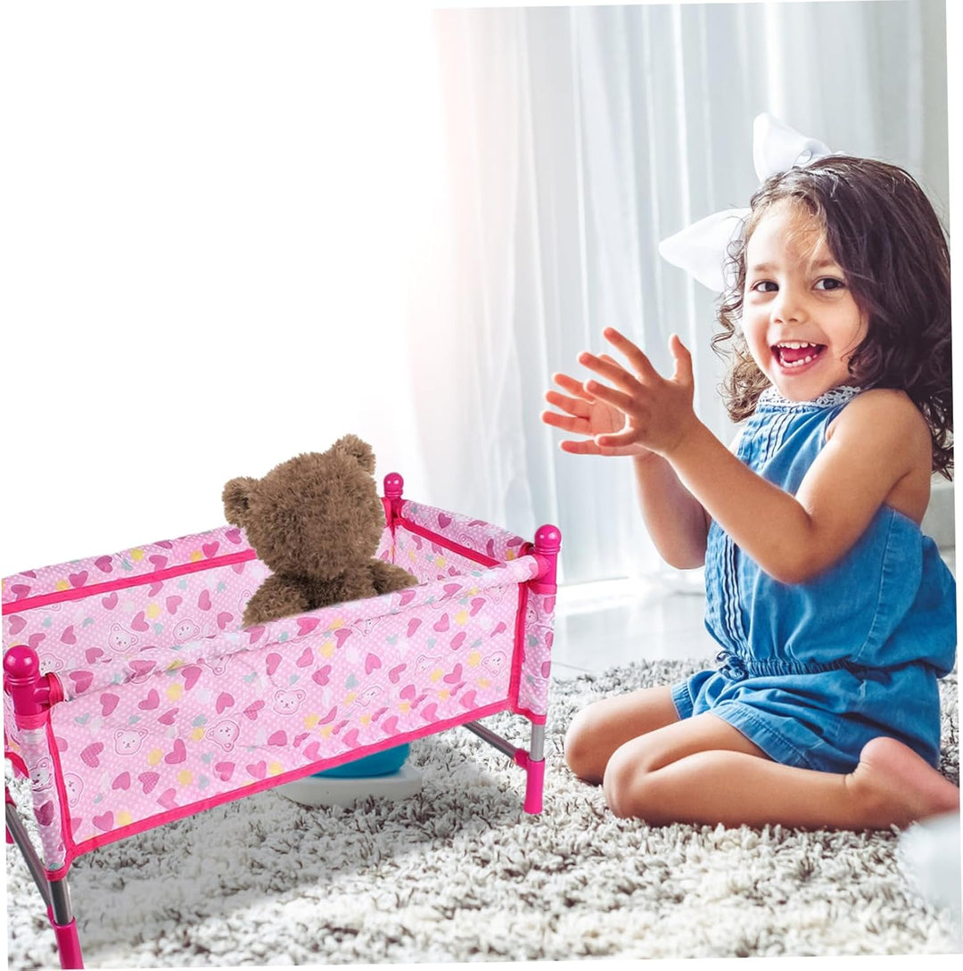 Puppenbett, einfach zu installierendes Puppenbett, Robustes aus Kunststoff und Stoff, Rollenspielspi