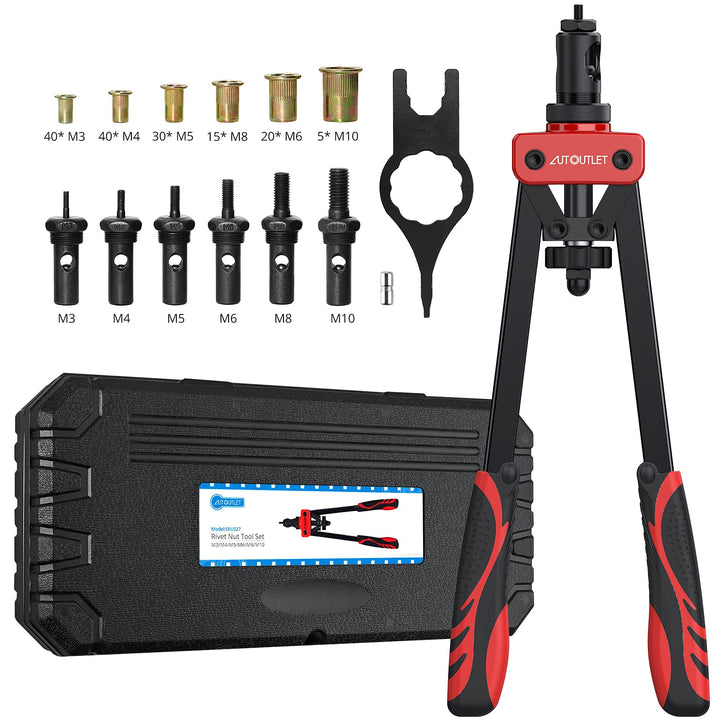 AUTOUTLET Nietmutternzange Set, 14" Profi Nietzangen Nietmutterzange mit 6 Austauschbare Dorne M3 M4