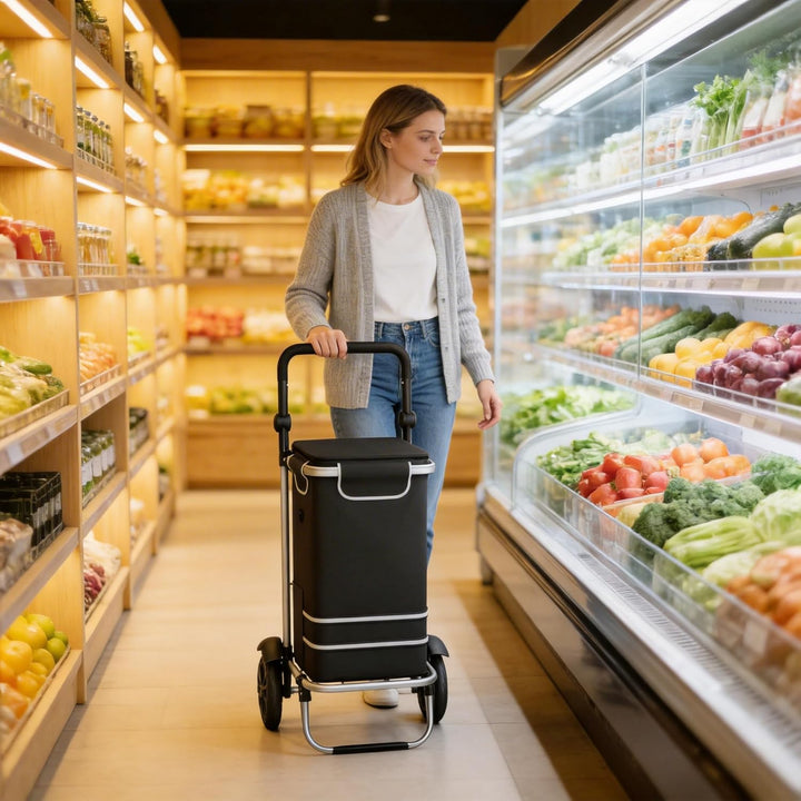 UISEBRT 3in1 Einkaufstrolley klappbar mit 56L gross Volumen,Multifunktionaler Einkaufsroller mit Küh