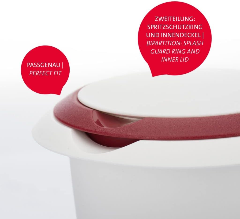 Westmark 2x Quirtopf mit zweigeteiltem Deckel, 1 l, Mit Ausgiesser, Kunststoff, Weiss/Rot, 315122E3