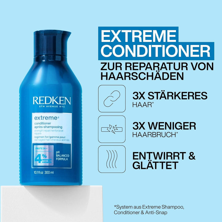 Redken Pflegeset mit Shampoo, Conditioner &amp; Anti-Snap Spray für sprödes und geschädigtes Haar, Anti