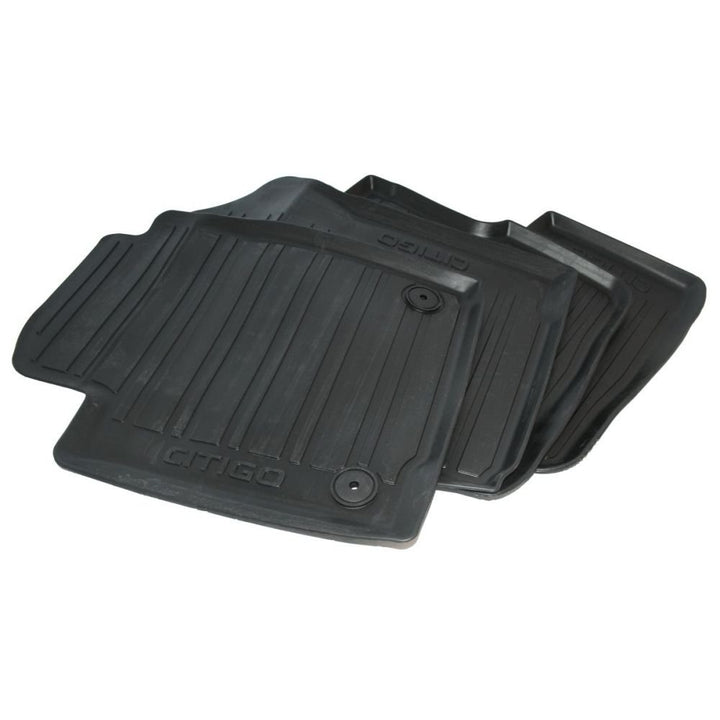 Skoda 1ST061541A Gummi Fussmatten 4X Gummimatten Original Allwettermatten mit Schriftzug (4-Türer)